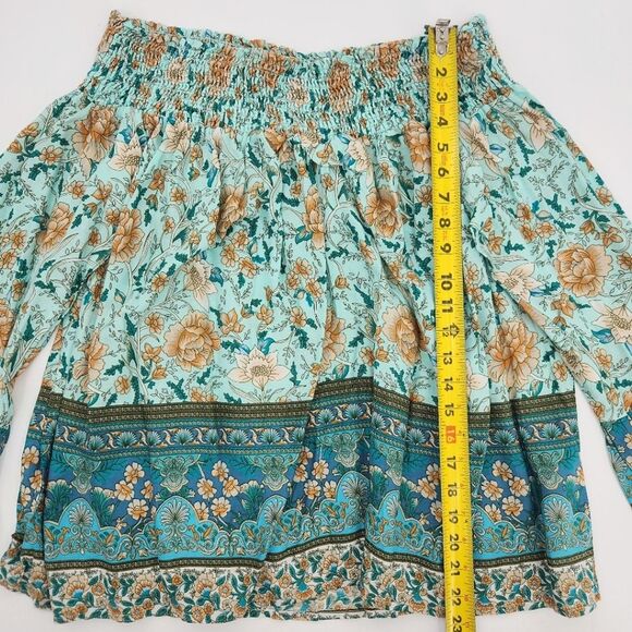 Off The Shoulder Bell Sleeve Blouse Top Women Size 2XL Floral Print Boho Summer - Picture 5 of 9